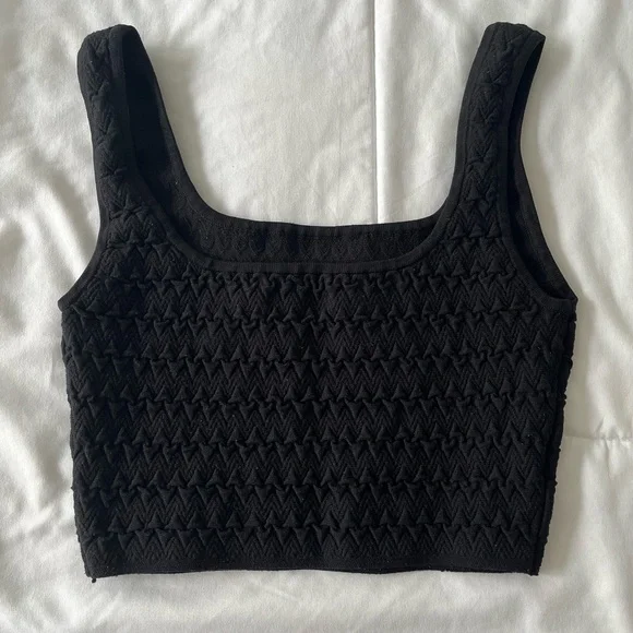 Textured Babaton Sculpt Knit Cropped Tank - Picture 3 of 11